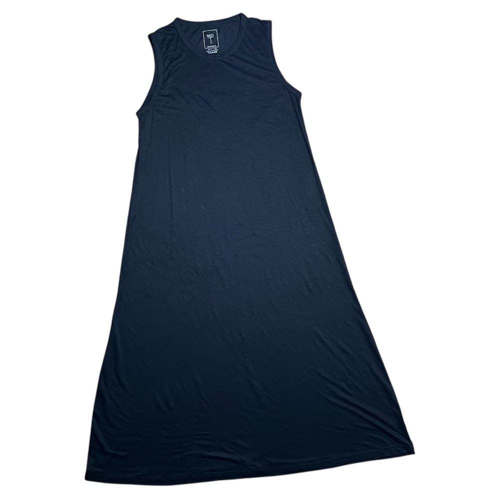 NKD-T By Naked Cashmere Katelyn Crew Neck Linen Short Sleeve Dress In Black Sz L